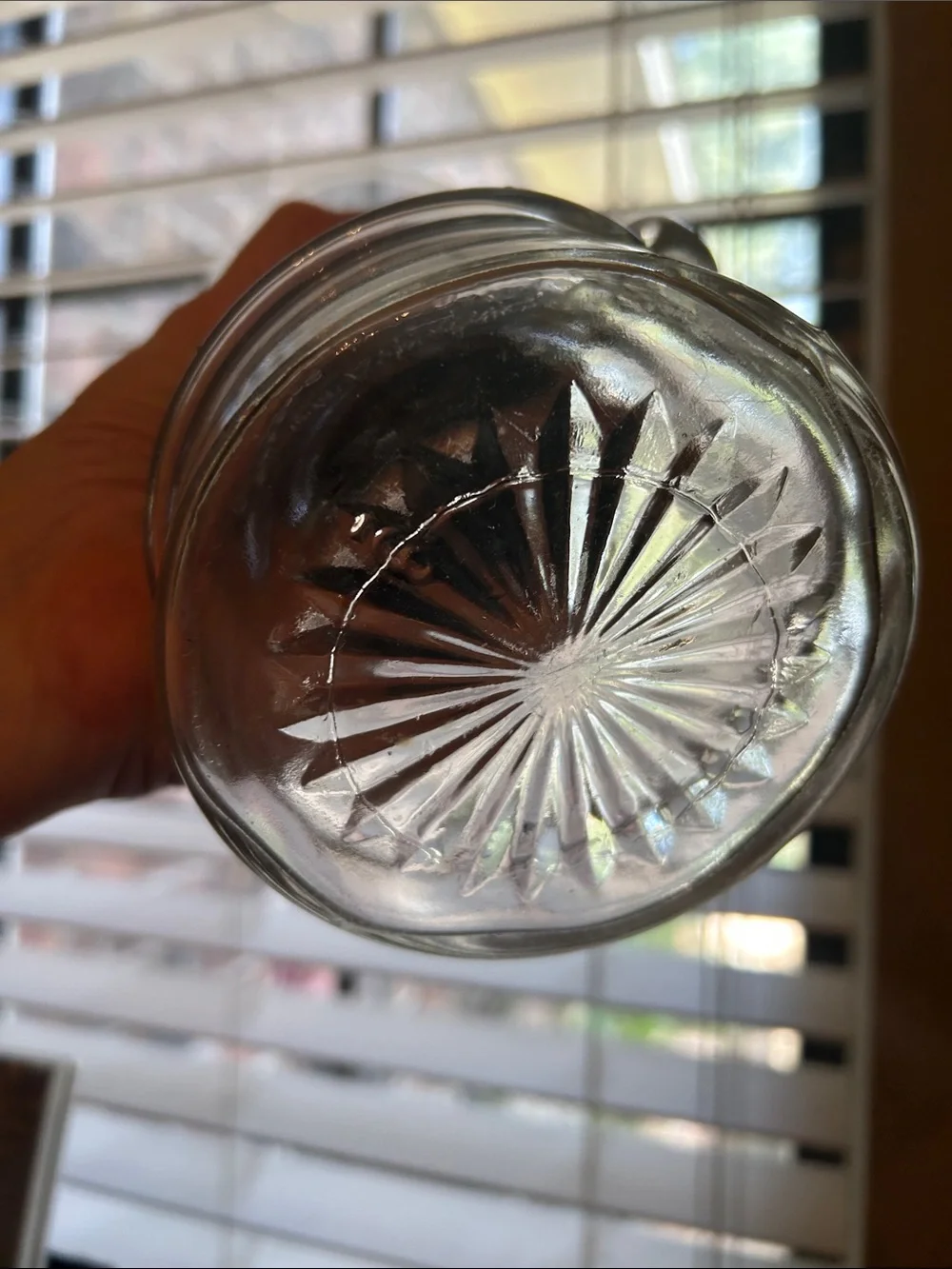 Vintage Finger Loop Hand Held Clear Glass Oil Lamp - Antique Home Accent